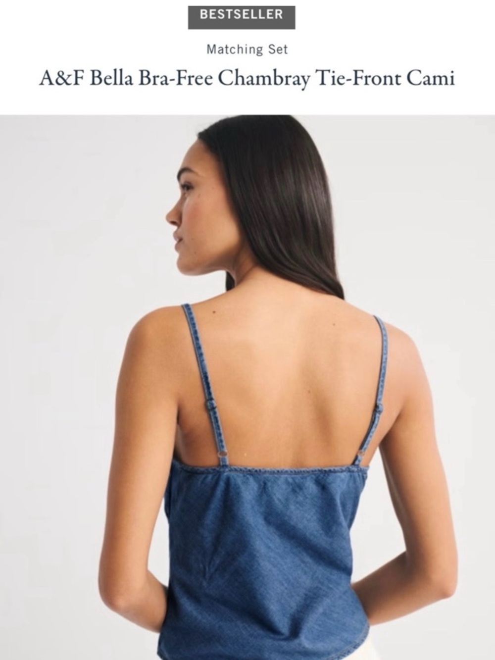 Abercrombie & Fitch Blue Denim Tie-Front Chambray Cami - Picture 2 of 5